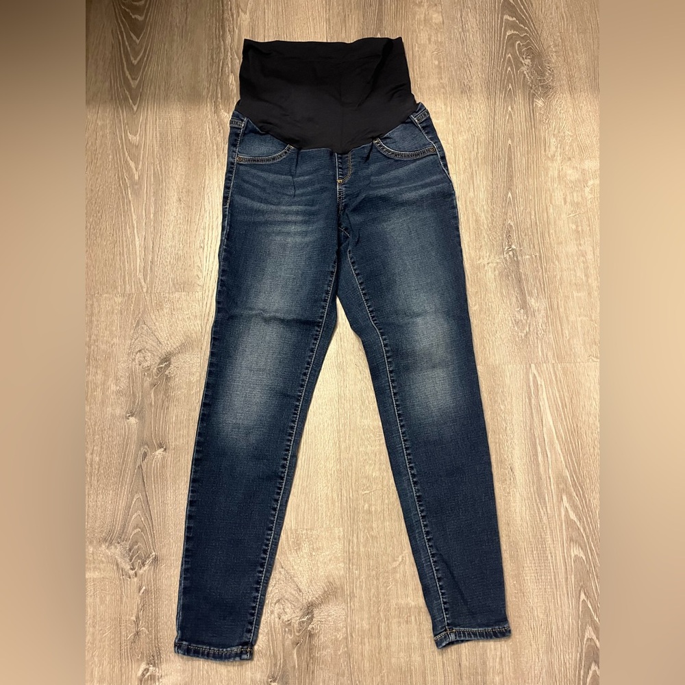 Women's a:glow Dark Wash Maternity Skinny Jeans/Jeggings- Size 8
